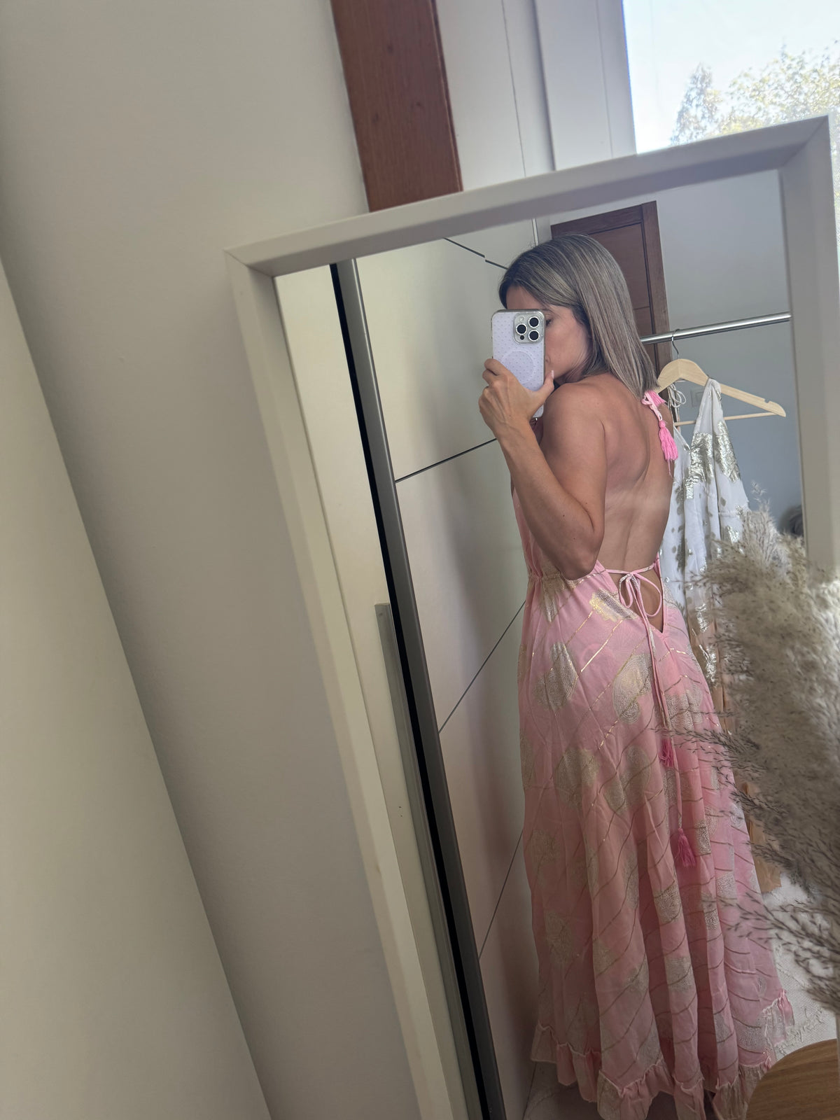 Vestido largo rosa