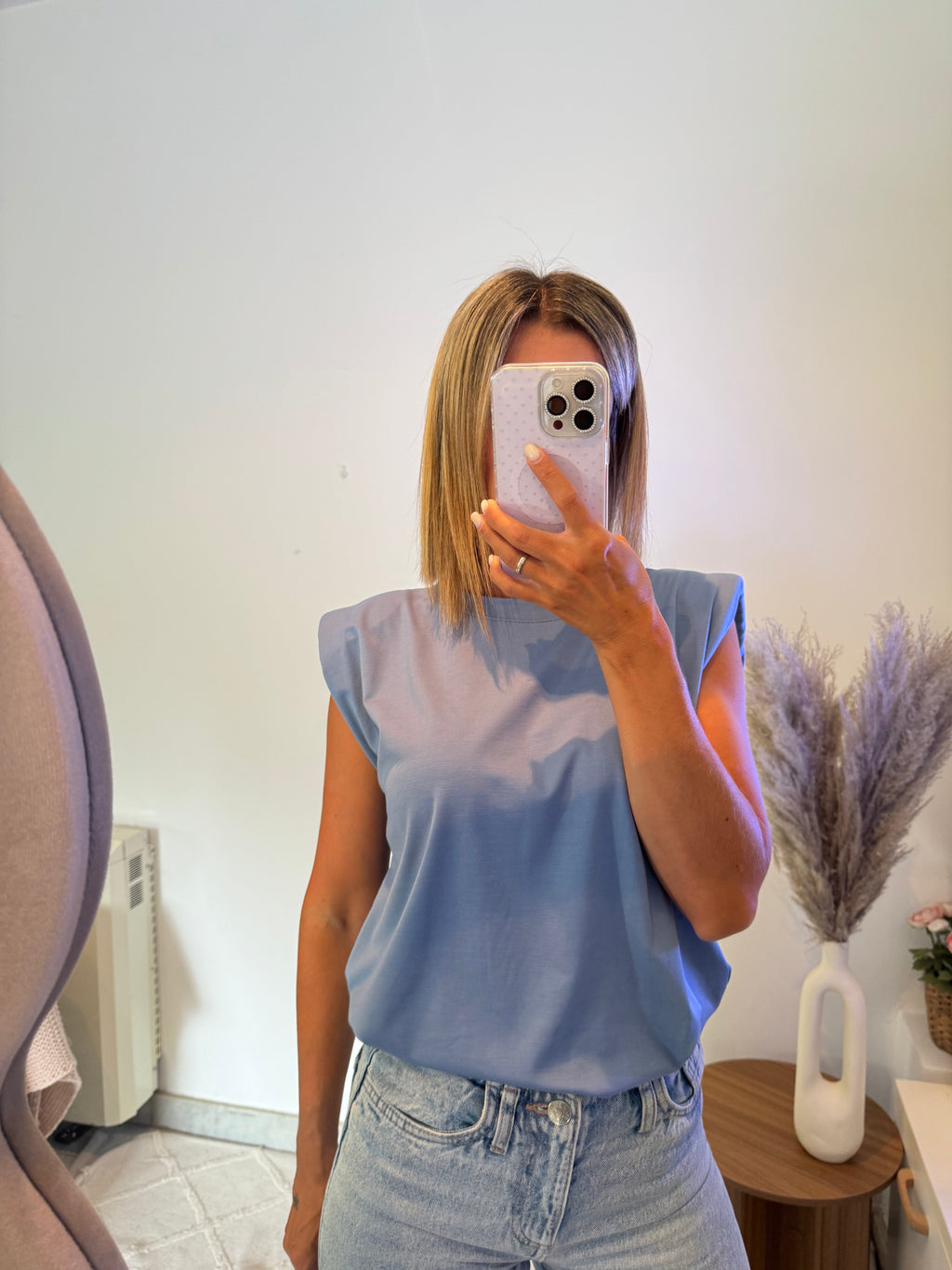 Camiseta hombreras azul