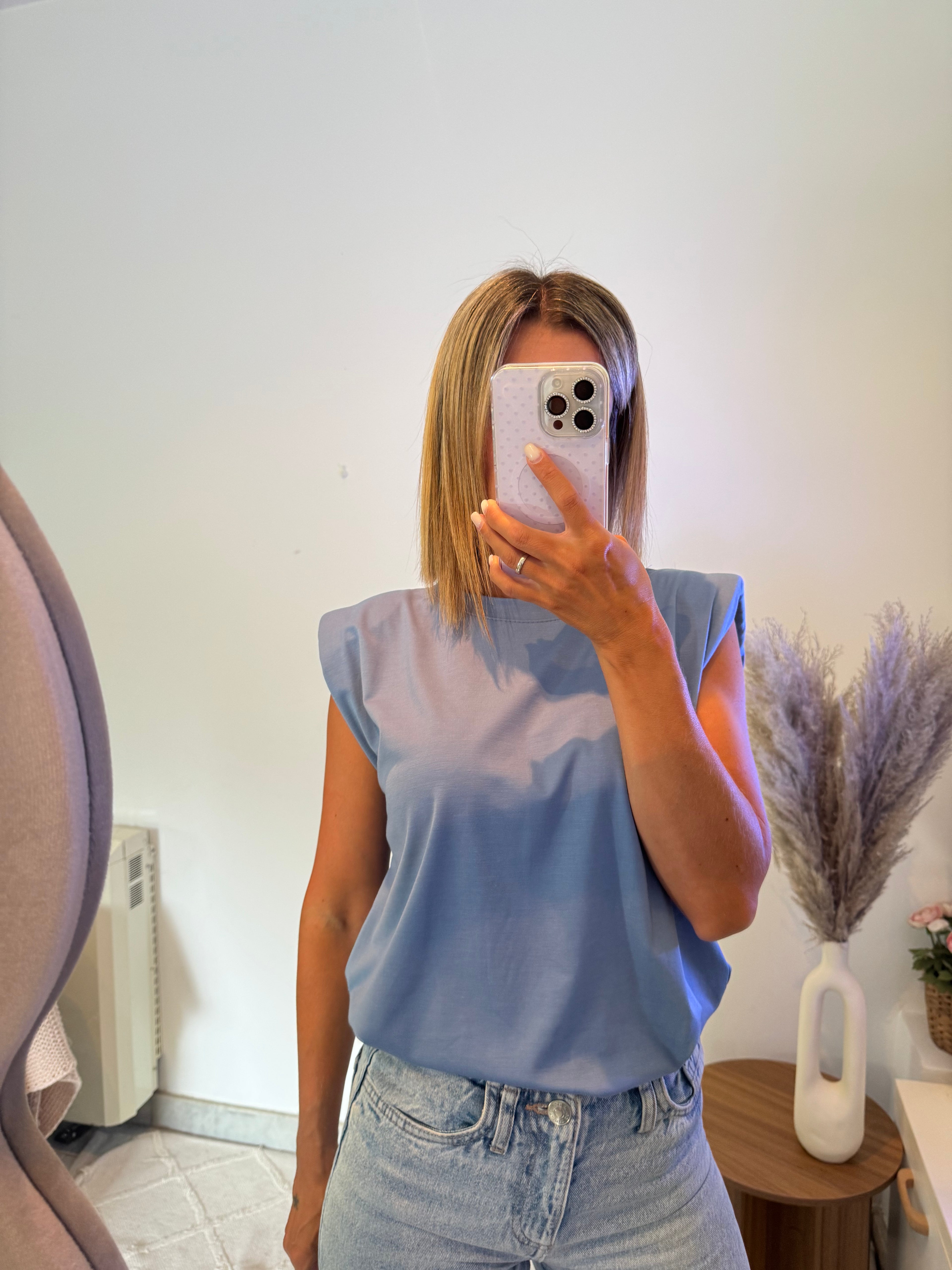 Camiseta hombreras azul