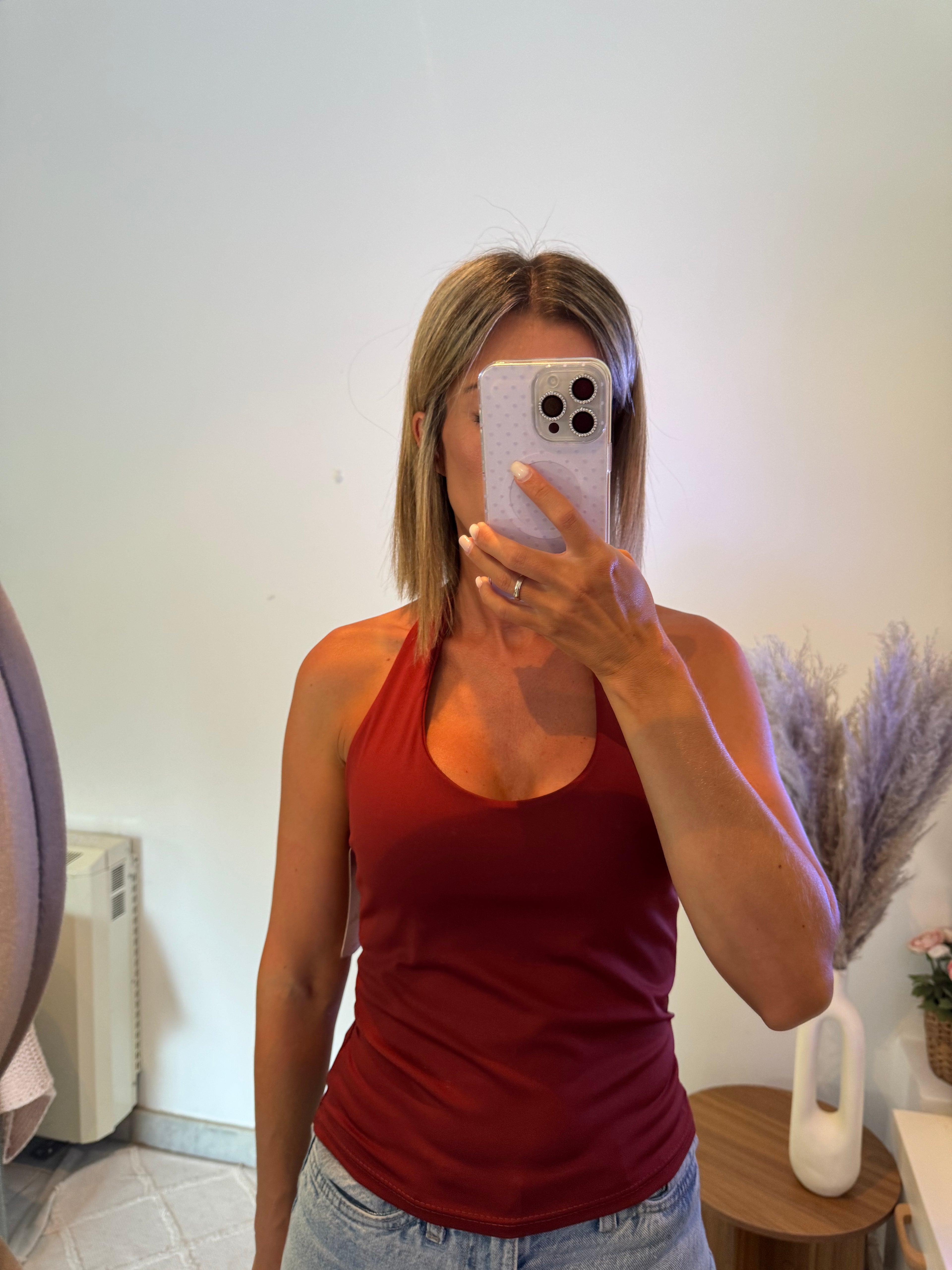 Top cuello halter teja